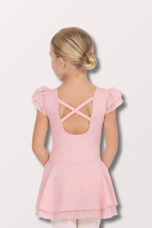 Girls Ruffle Sleeve Dance Dress - Pink