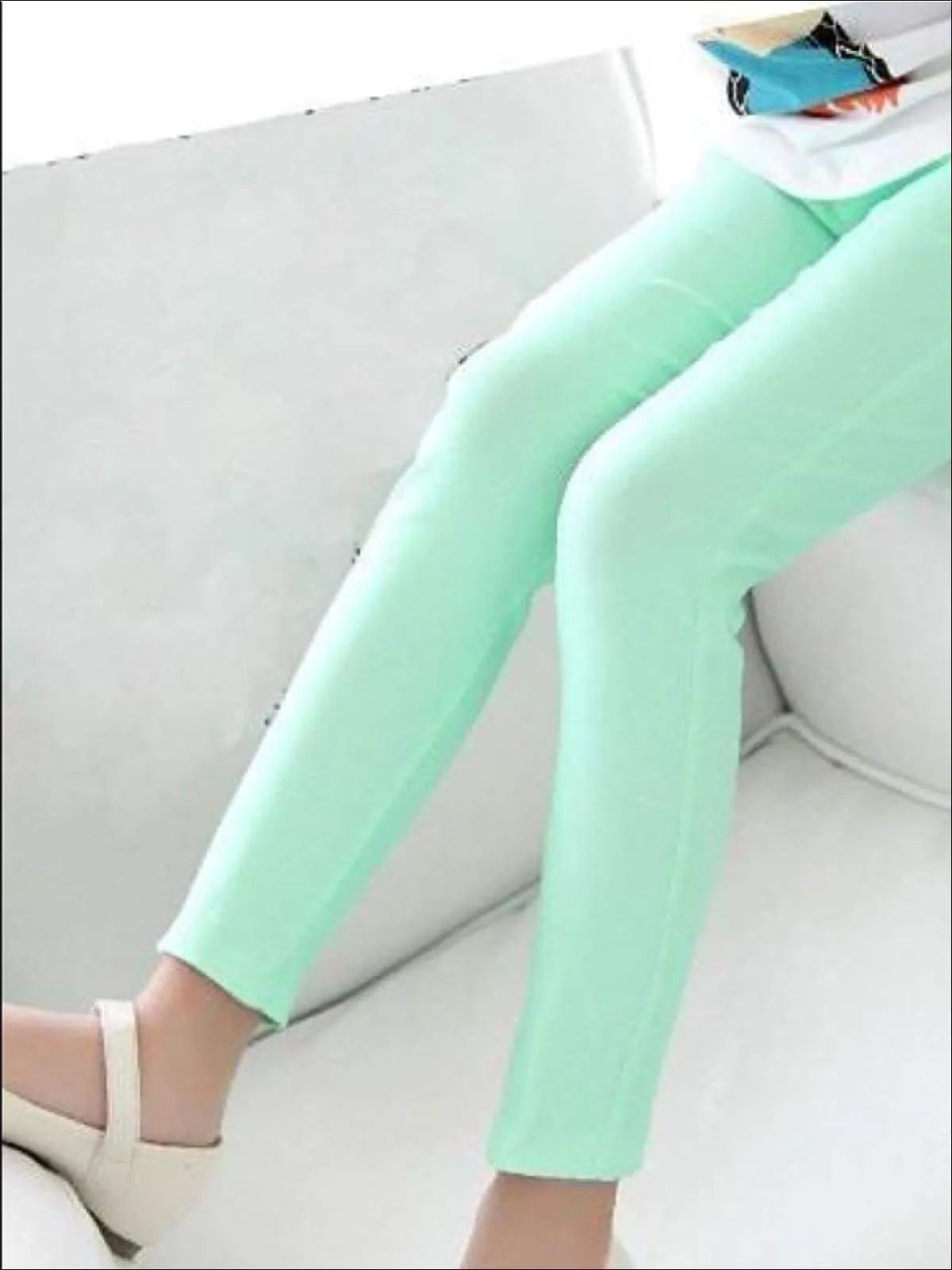 Girls Stretch Candy Colored Faux Denim Jeggings