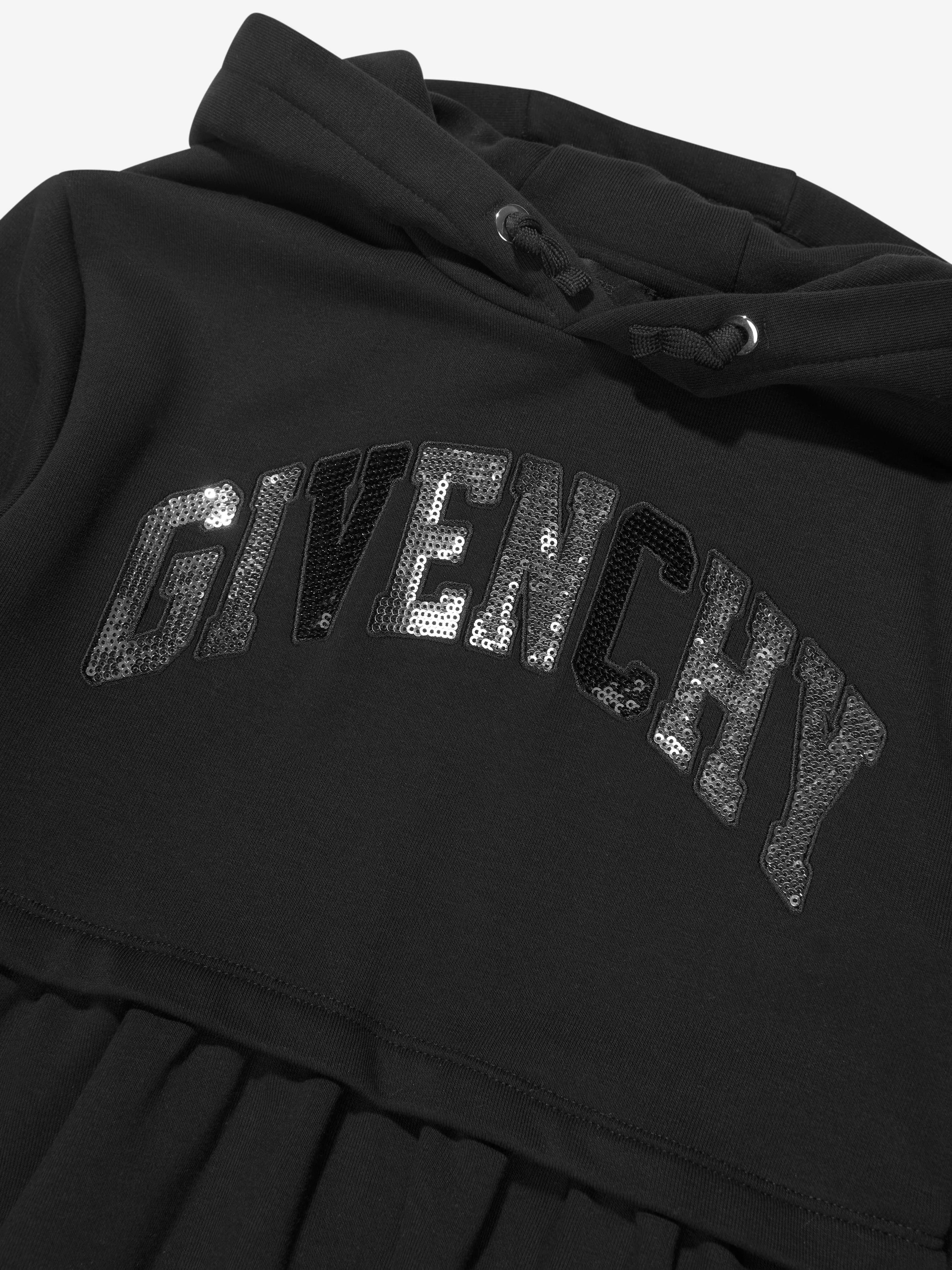 Givenchy Girls Hooded Logo Dress in Black