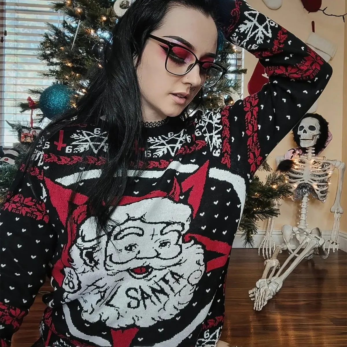 Hail Santa Satan Knit Christmas Sweater