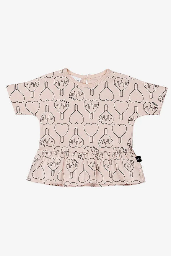 Huxbaby Heart Pop Peplum Girls Shirt