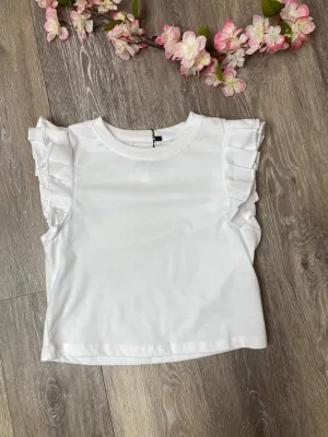 IFS White Ruffle Sleeve Top