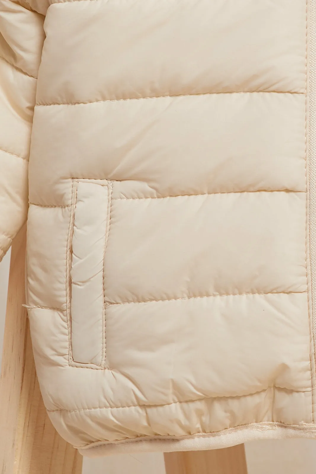 Infant Girls Ivory Padded Hooded Jacket