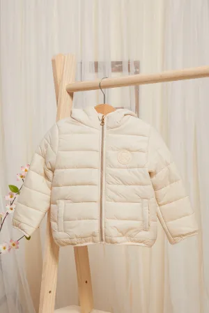 Infant Girls Ivory Padded Hooded Jacket