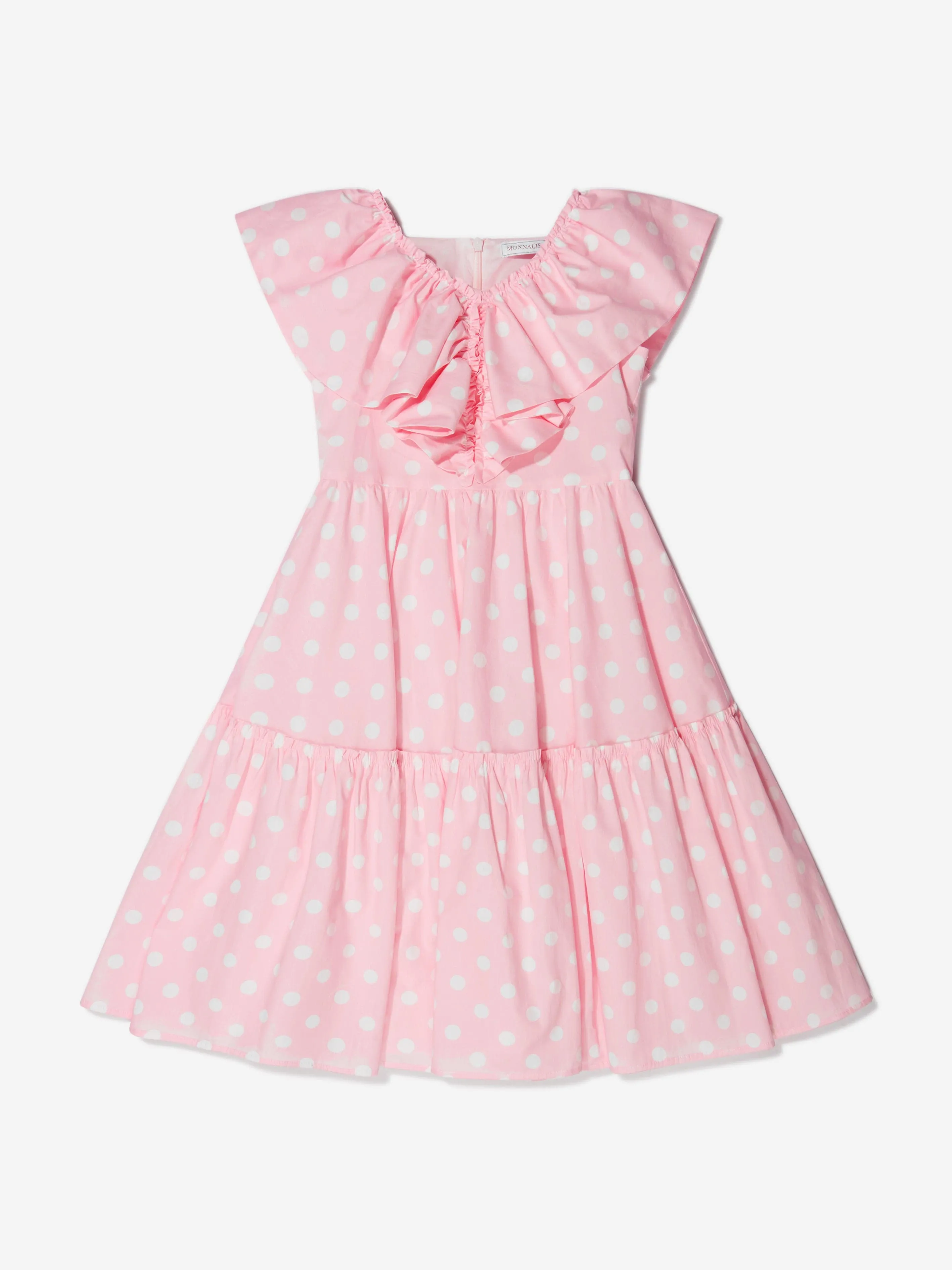 Monnalisa Girls Cotton Polka Dot Ruffle Dress