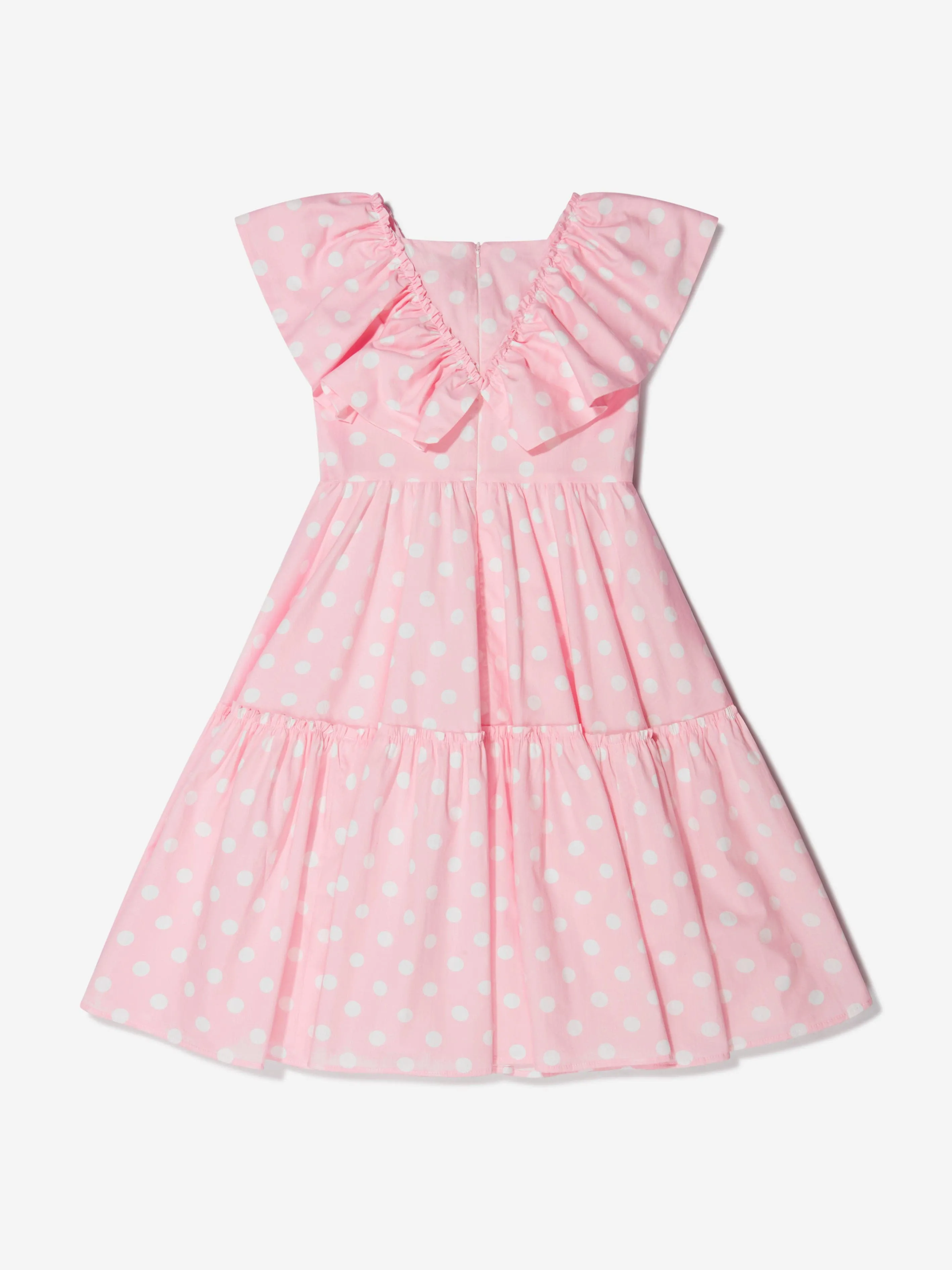 Monnalisa Girls Cotton Polka Dot Ruffle Dress