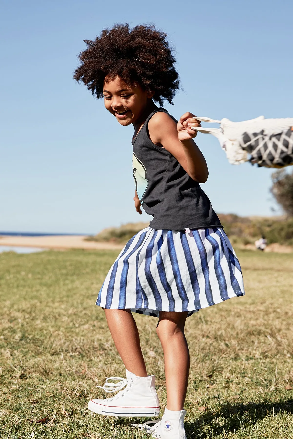 Munster Kids Blue Stripe Girls Skirt