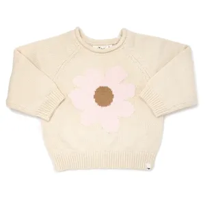 oh baby! Crew Neck Sweater - Pink Daisy - Natural