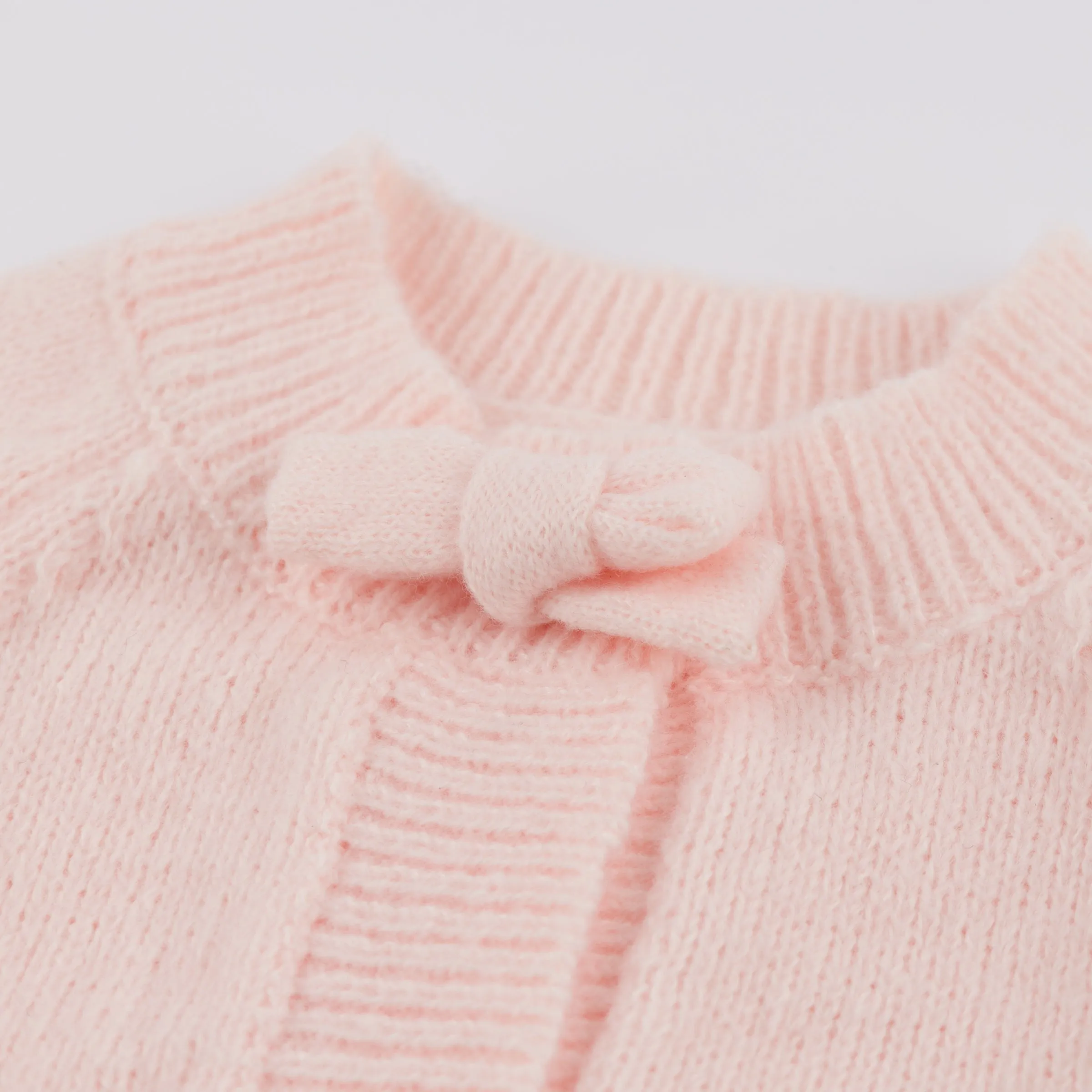 oh baby! Scandi Bow Knit Cardigan - Baby Pink