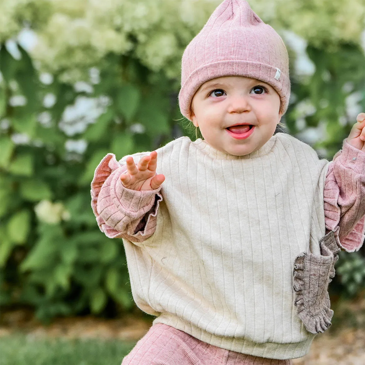 oh baby! Wide Rib Sweater Knit Millie Slouch - Vanilla, Blush, Latte Combo