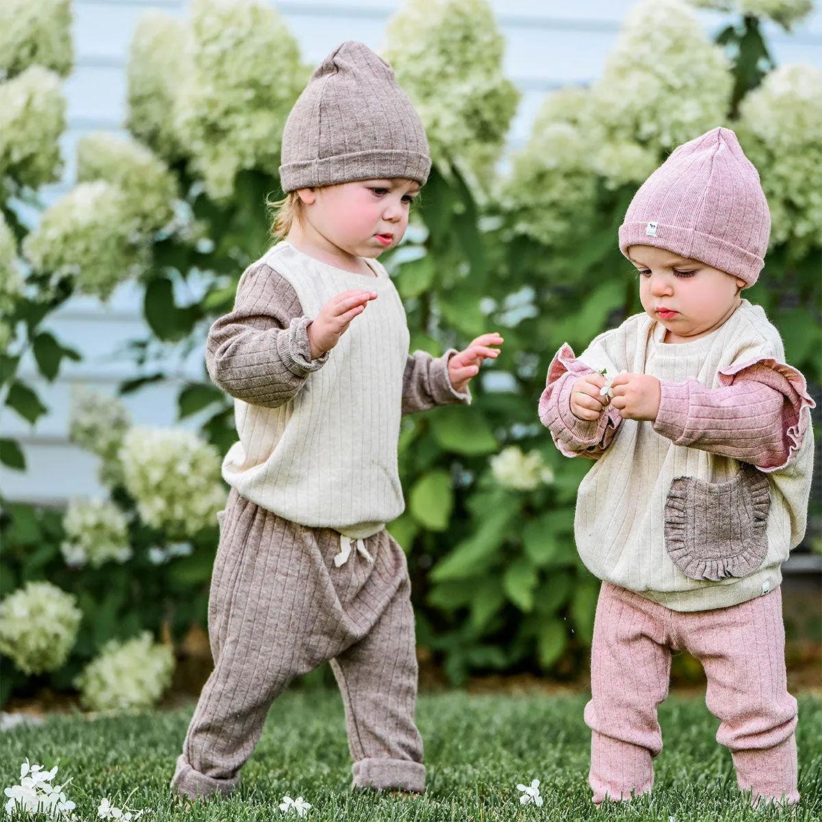 oh baby! Wide Rib Sweater Knit Millie Slouch - Vanilla, Blush, Latte Combo