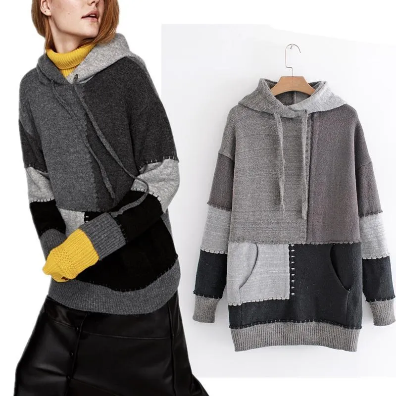 Oversize Woman Hooded Pullovers Long Sleeve Sweaters