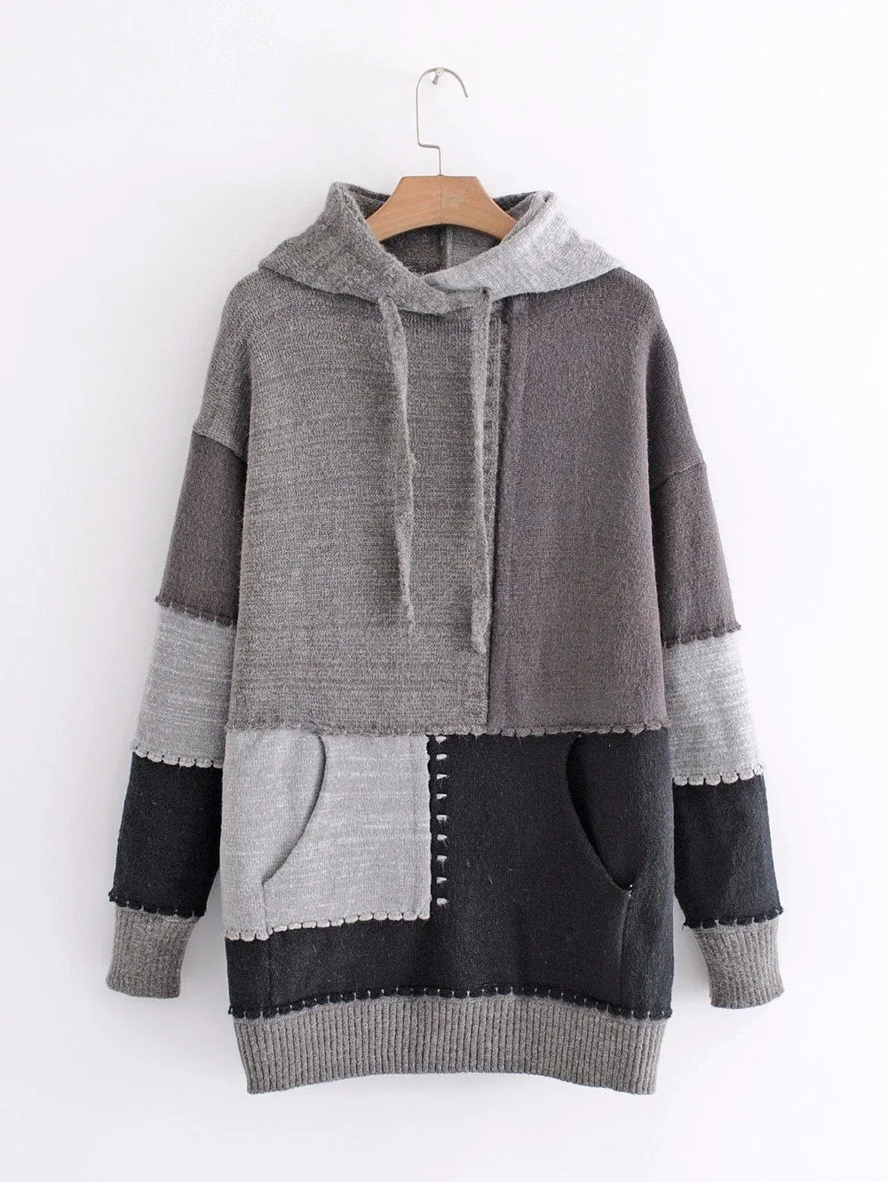 Oversize Woman Hooded Pullovers Long Sleeve Sweaters