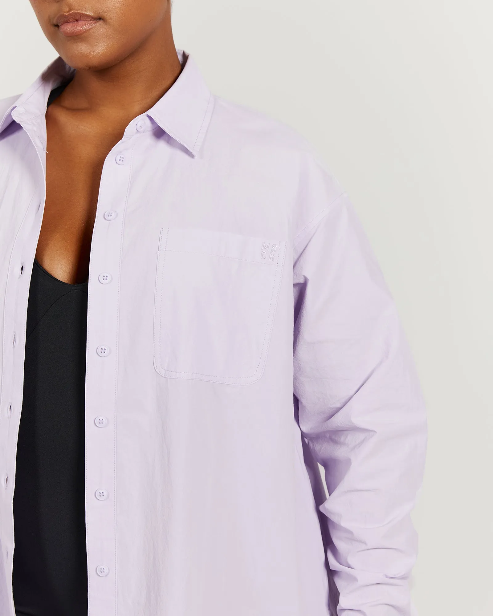 OVERSIZED BUTTON UP SHIRT - LIGHT LILAC