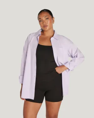 OVERSIZED BUTTON UP SHIRT - LIGHT LILAC