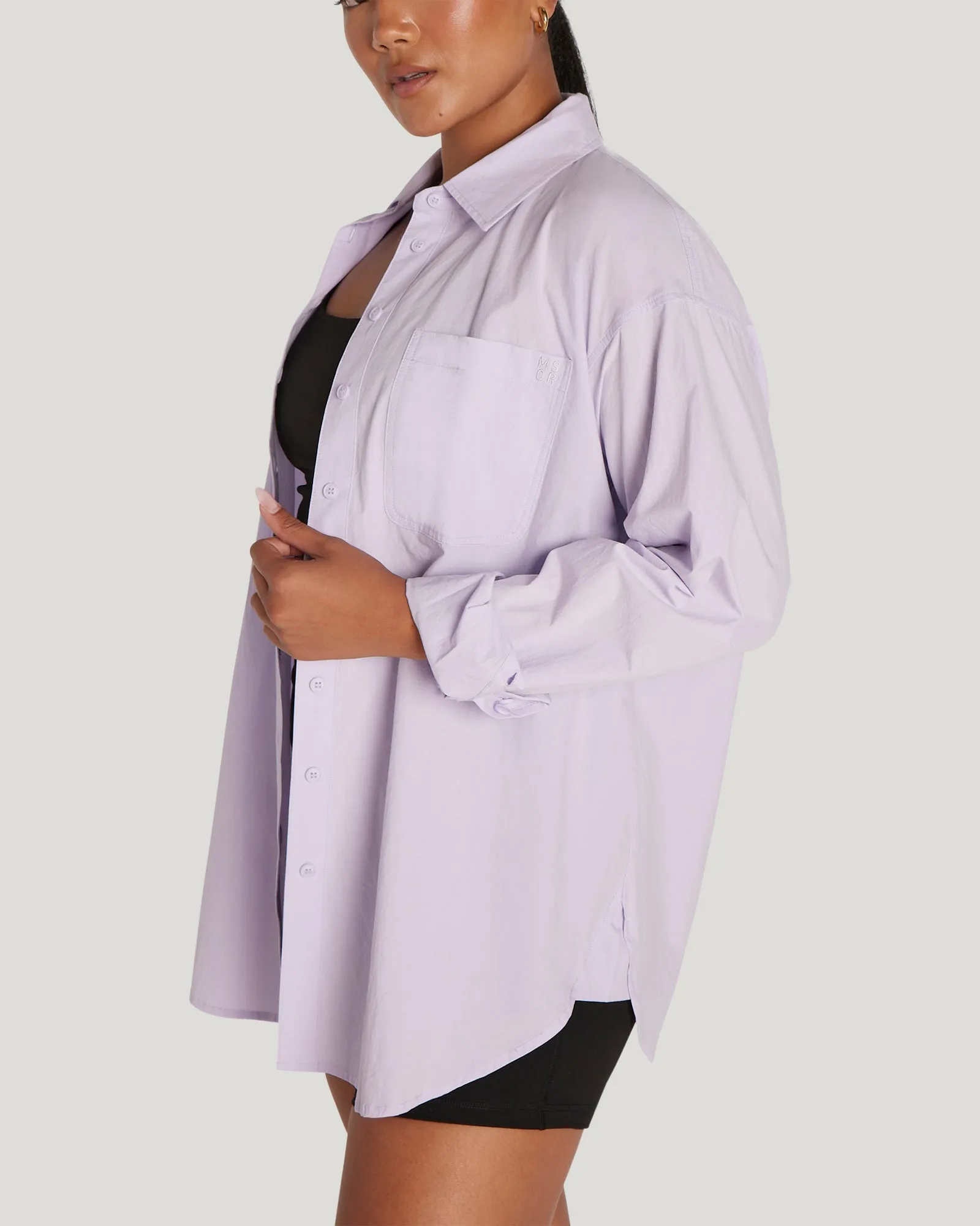 OVERSIZED BUTTON UP SHIRT - LIGHT LILAC