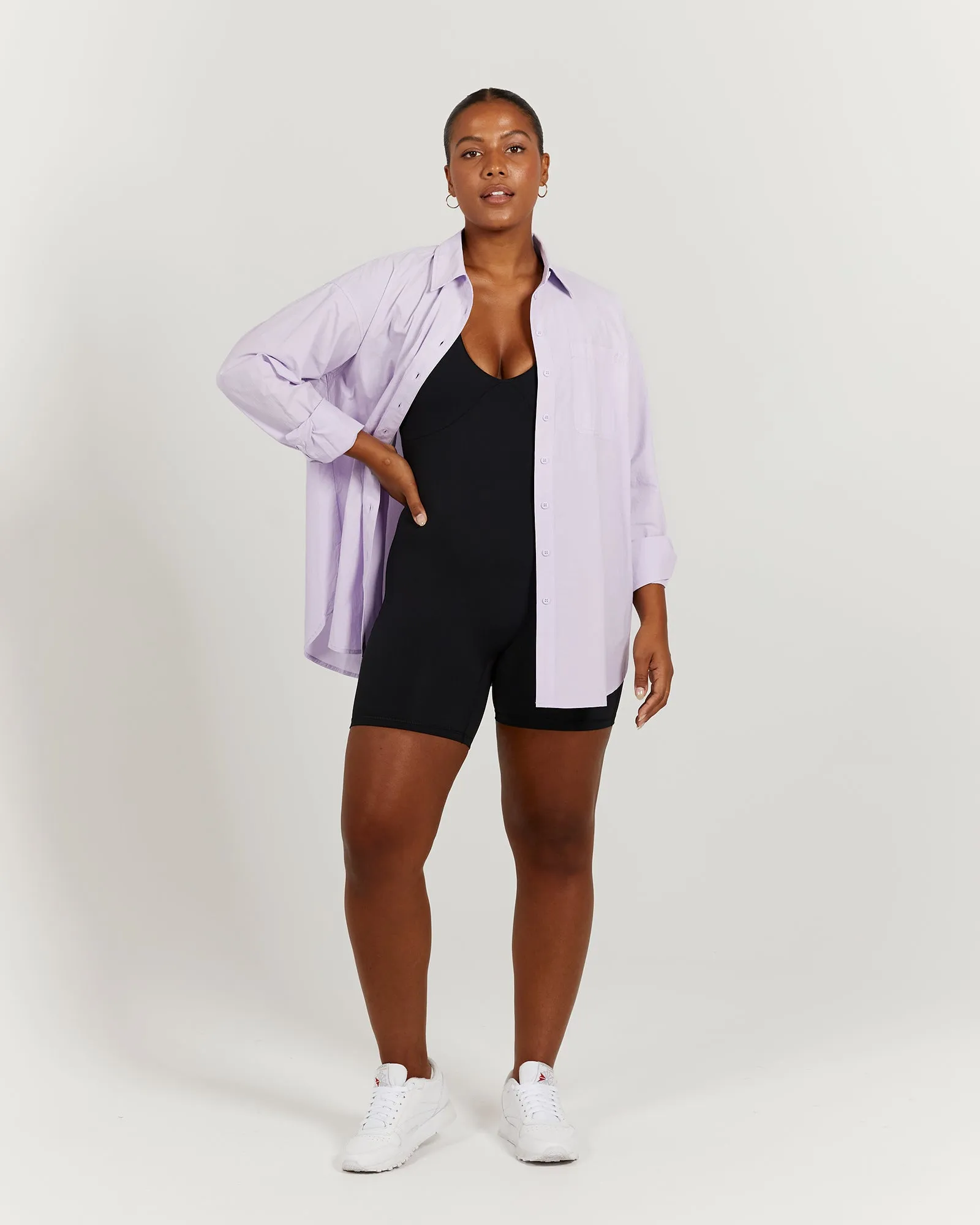 OVERSIZED BUTTON UP SHIRT - LIGHT LILAC