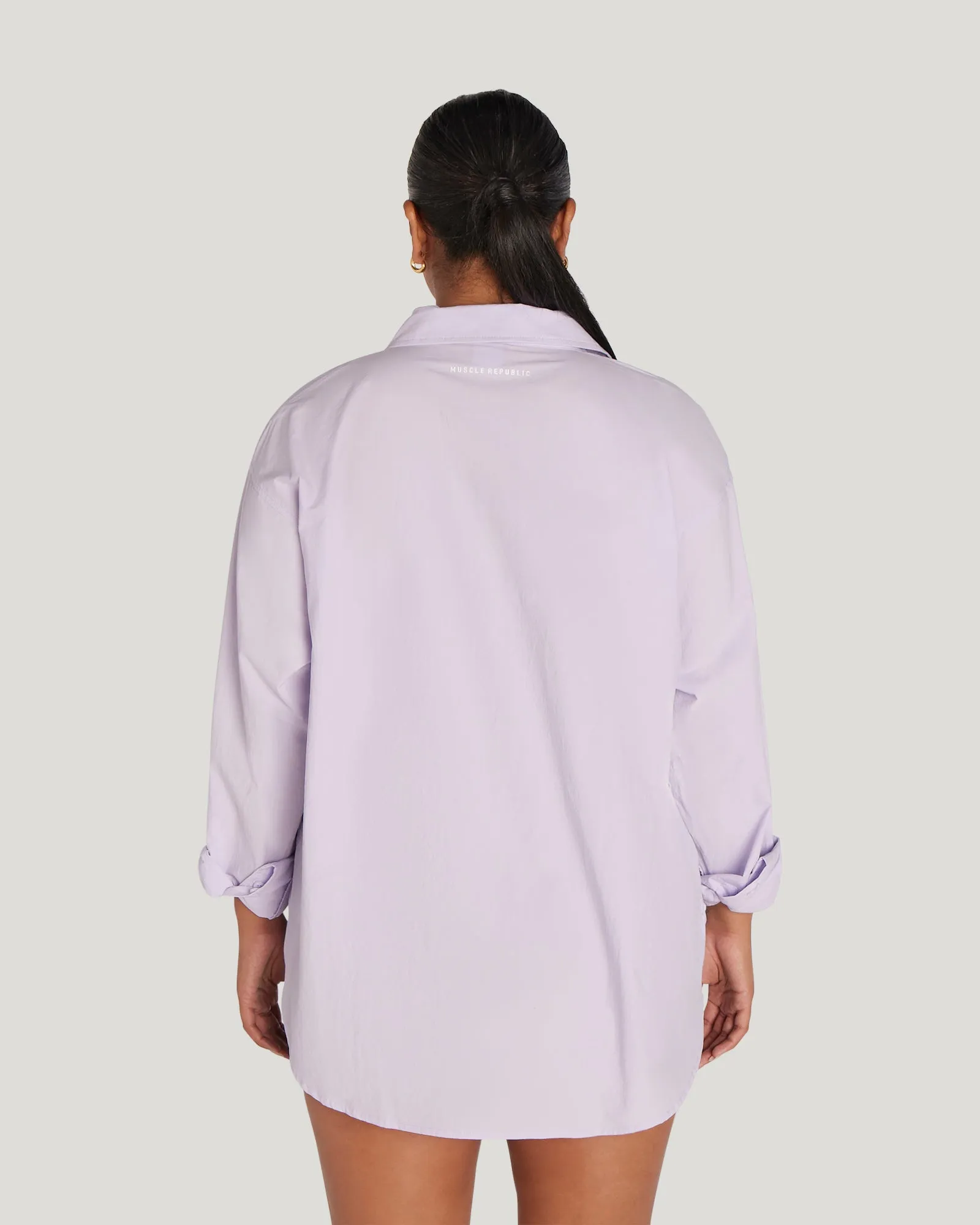 OVERSIZED BUTTON UP SHIRT - LIGHT LILAC