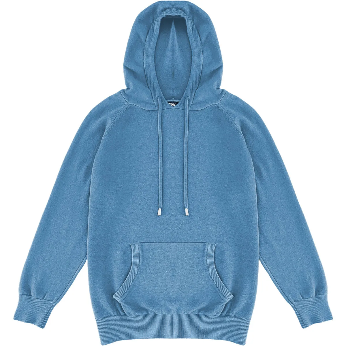 Pale Light Blue Mens Knit Pullover Hoodie Sweater