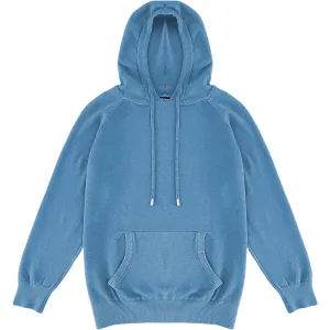 Pale Light Blue Mens Knit Pullover Hoodie Sweater