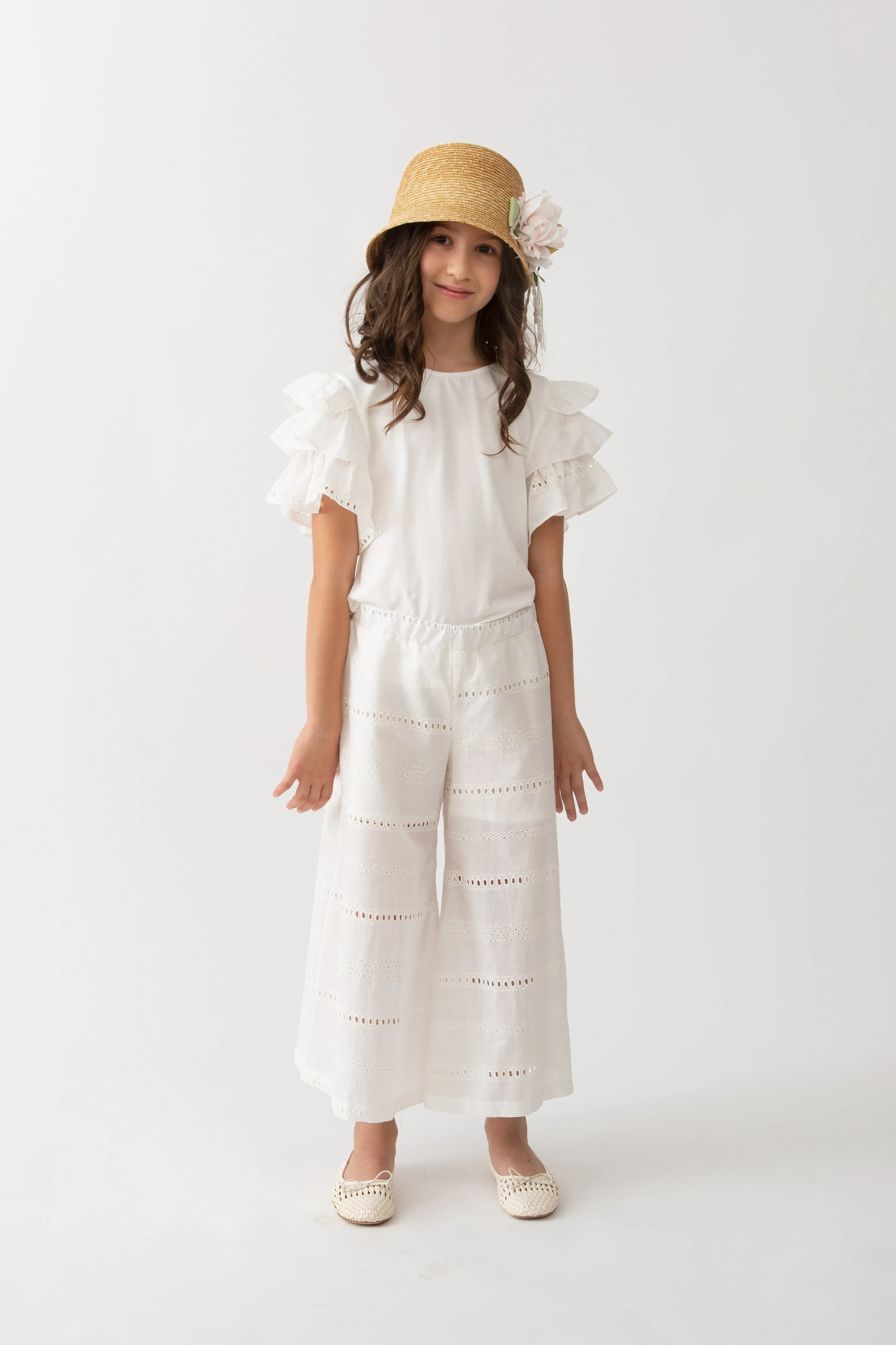 PCL Silville White Ruffle Sleeve Top