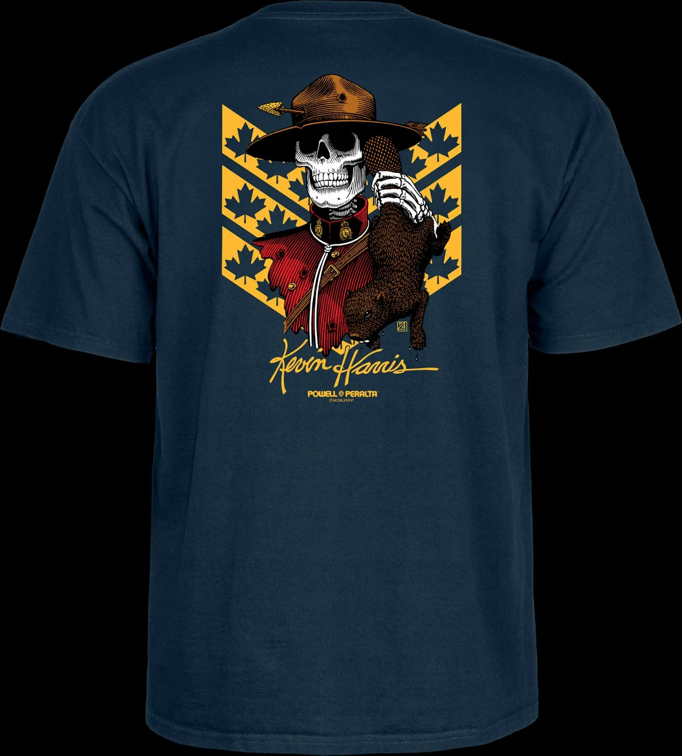 POWELL-PERALTA T-SHIRT KEVIN HARRIS MOUNTIE NAVY