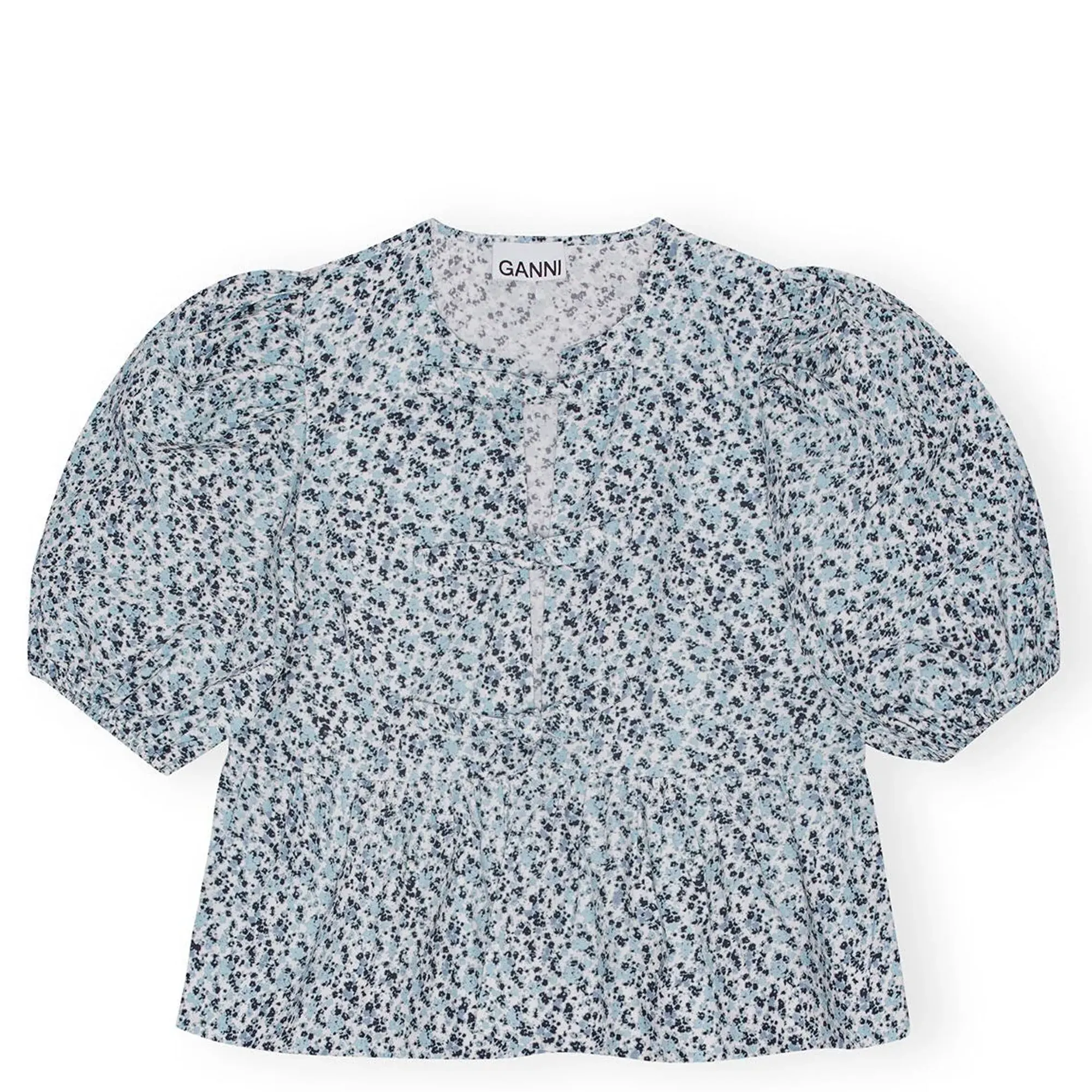 Printed Cotton Poplin Peplum Top