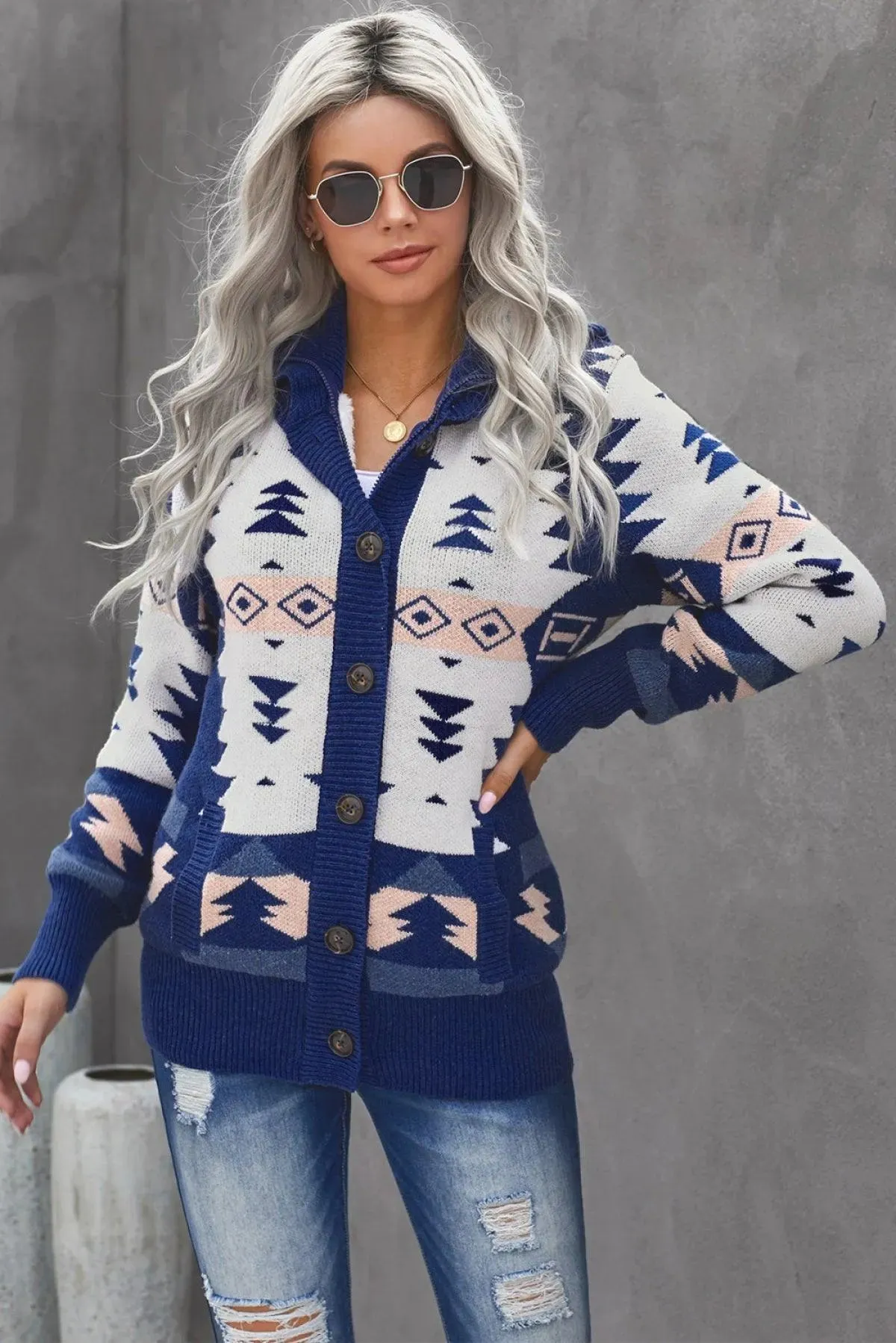 Retro-inspired Button-up Sweater for Women