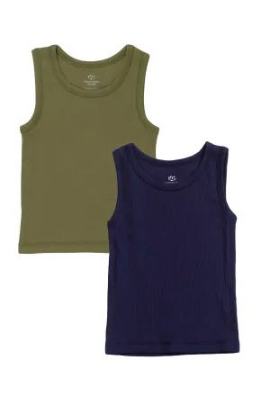 RIB JERSEY 2-PACK TANK-TOPS - NAVY/DARK GREEN COMB