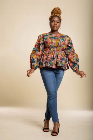 Sabrina Ankara Peplum Blouse