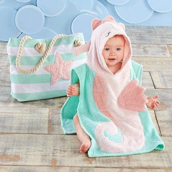 Seahorse 4-Piece Beach Gift Set with Canvas Tote for Mom