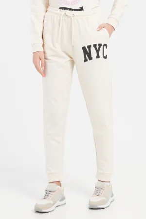 Senior Girls Cream Basic Track Pants