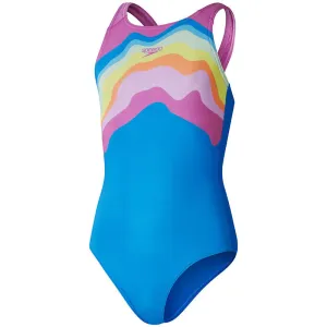 Speedo - Girls' Printed Pulseback Swimsuit - Punch Blue