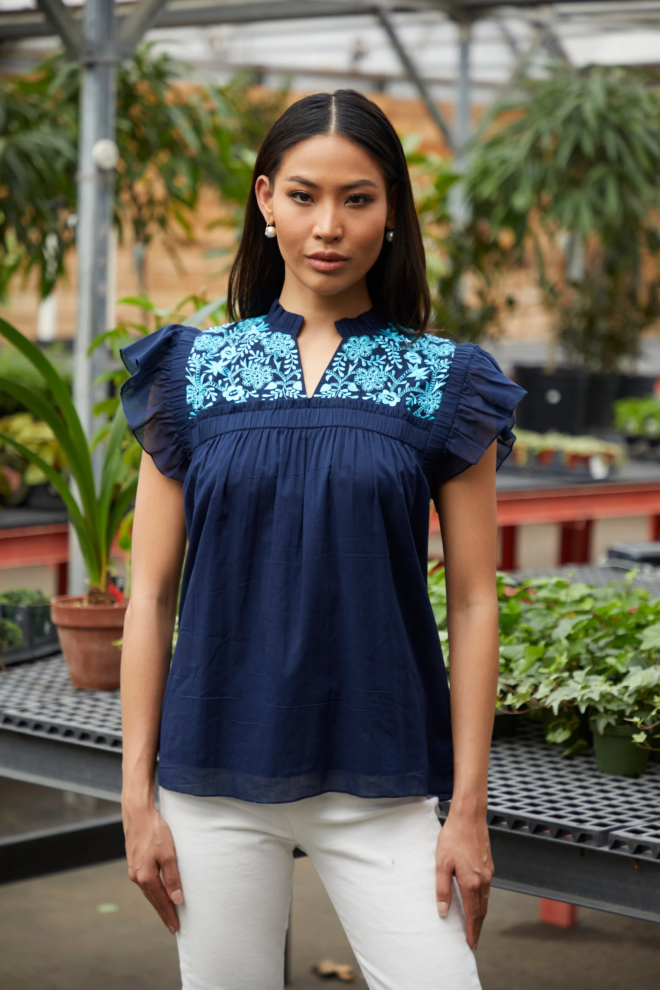 Talia Embroidered Cotton Blouse