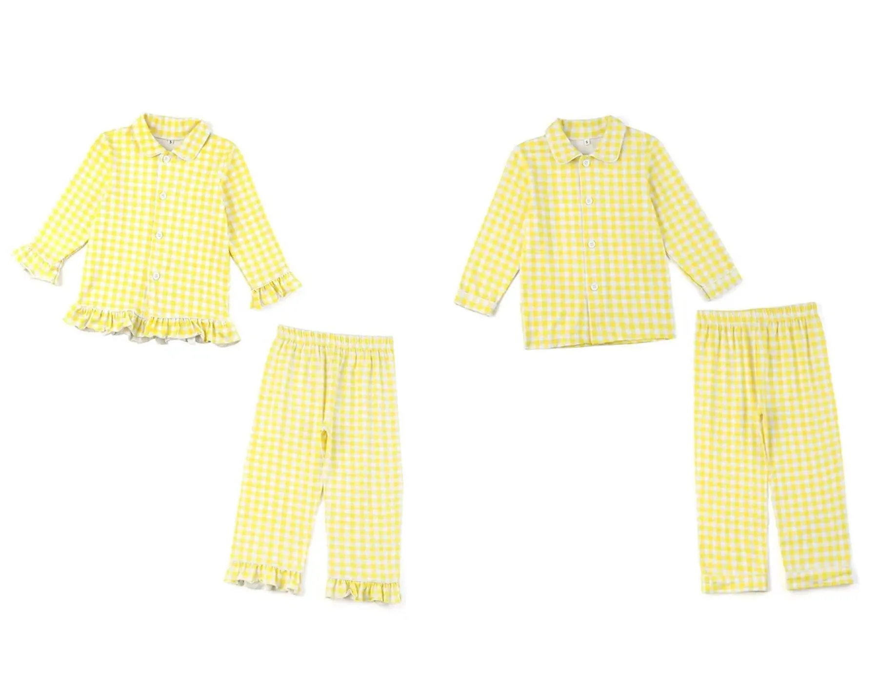 Yellow Button Up Boys and Girls Pyjamas